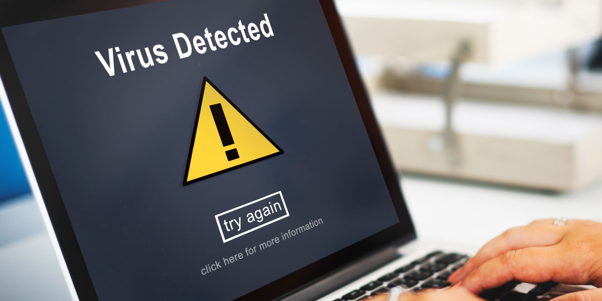 computer with virus detection warning from unsafe document sharing