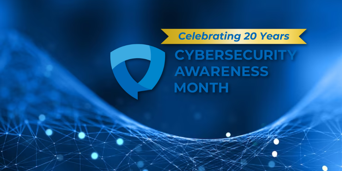 Cybersecurity awareness month logo with banner saying 